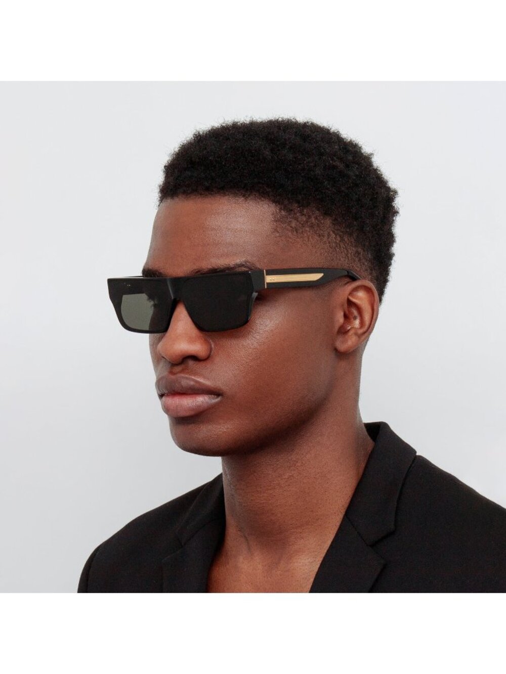 New Linda Farrow Unisex Sunglasses Black Square Grey Lens Acetate Frame Men's in